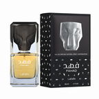 Lattafa Fahad Eau de Parfum bottle with packaging, featuring a sleek design and elegant label.