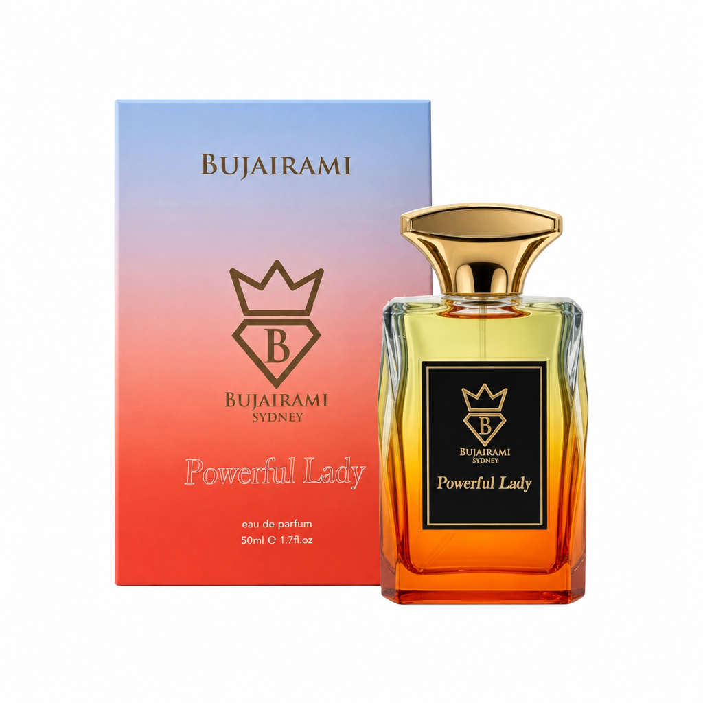 Bujairami Powerful Lady perfume bottle with packaging